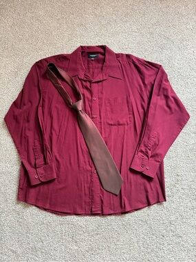 Agenda New York Men’s Burgundy Dress Shirt & Tie XL/TTG